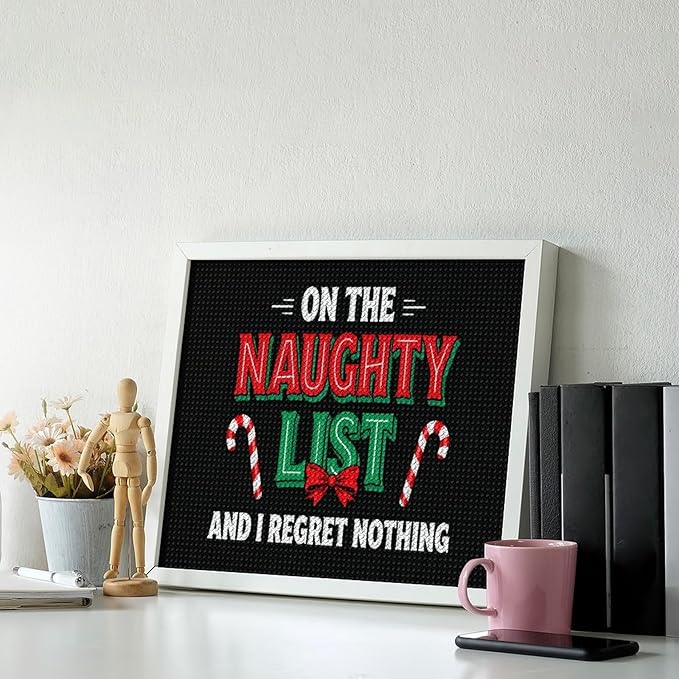 AIVKIEJK Diamond Painting Kits for Adults - On The List of Naughty and I Regret Nothing Christmas Painting DIY 5D Full Drill Diamond Dots Paintings with Diamonds Gem Art and Crafts Home Decor 16"x20"