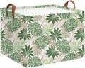 Rectangle Storage Basket with Handles,Collapsible Storage Bin,Books Box,Gift Basket(Golden Monstera)