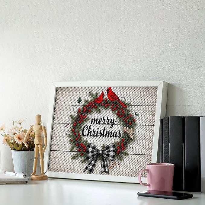 AIVKIEJK Diamond Painting Kits for Adults - Christmas Red Cardinal Birds Wreath Painting DIY 5D Full Drill Diamond Dots Paintings with Diamonds Gem Art and Crafts Home Decor 12"x16"