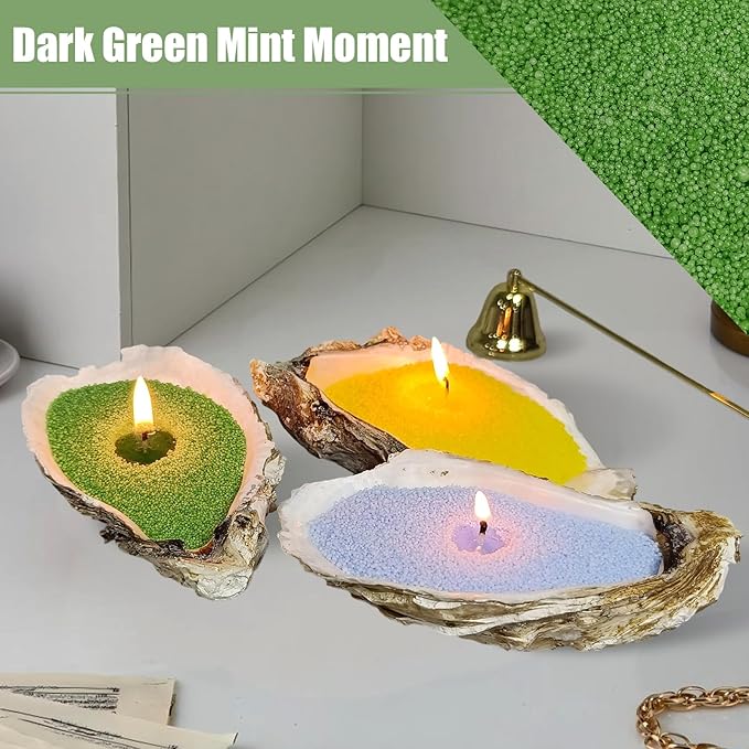 Pearled Candle with 30 Cotton Wicks–MANNYCOM 18oz(1.1lb) Dark Green Mint Moment Scented Powder Wax Refillable Candles Burns up to 110 Hours Perfect for Home Decorative DIY