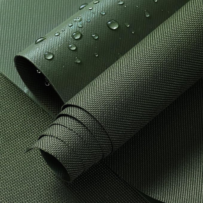 ANMINY 100% Waterproof Outdoor Fabric 3 Yards, 58" W 600D Marine Canvas Fabric with PVC Backing, Ripstop Upholstery Material by The Yard for Furniture Boat Covers Tent Awning, Army Green