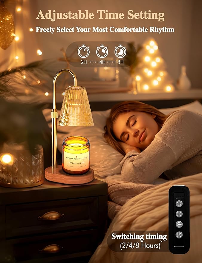 Candle Warmer Lamp with Timer & Adjustable Height, Dimmable Light, Elegant Gifts for Women mom, Electric Wax Warmer for Scented Jar Candles, New Home Décor & Housewarming Gifts