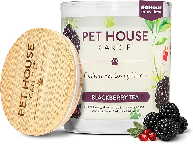 One Fur All Pet Candle 9 OZ Plant-Based Spring Candle with a 60 Hour Burn Time - BlackBerry Tea