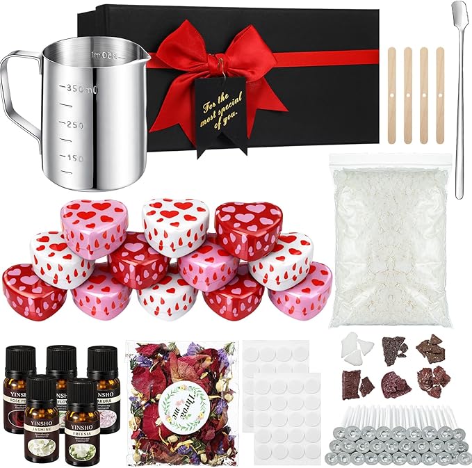 VioraWhite Mother's Day Making Candle Kit Gift Set DIY Soy Wax Candle Kit Mother's Candles Making Supplies for with Essential Oils & Dried Flower for Mothers Day Adults Beginners Romantic Gift