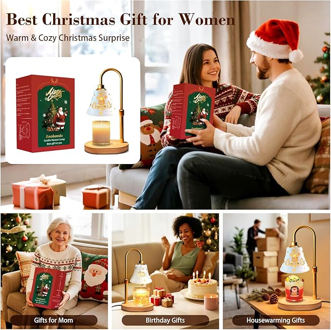 Candle Warmer Lamp with Timer Dimmer：Christmas Decorations Indoor, Birthday Gifts for Women Mom, Vintage Wax Melt Warmer for Jar Candles, Warming Gifts for Office, Dorm, Apartment & New Home Decor