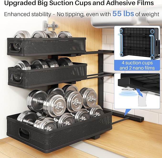 Under Sink Organizer, 1-Pack 3-Tier Thickened Metal Pull out Cabinet Organizer Shelf, Height Adjustable Slide out Storage Drawer Rack for Kitchen Bathroom Pantry Laundry Home Office Organization