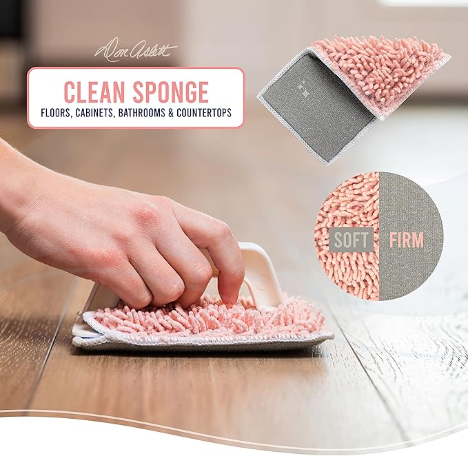 Don Aslett’s Scrub & Switch Combo Set | Dual-Sided Scrub, Clean, and Polish Sponges Included | Handheld Tool for Extra Scrubbing Power | Reusable and Machine Washable