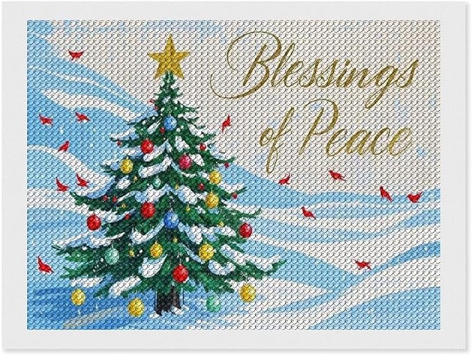 Diamond Painting Kits for Adults - Christmas Snowy Pine & Inspirational Blessings of Peace Painting DIY 5D Full Drill Diamond Dots Paintings with Diamonds Gem Art And Crafts Home Decor 12"x16"