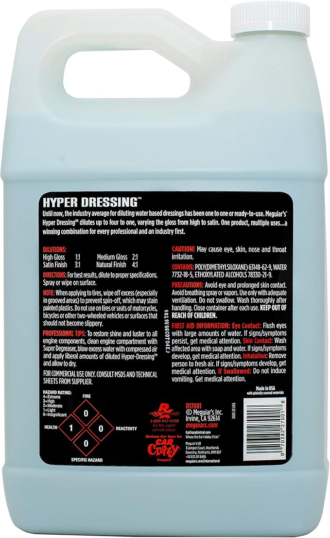 Meguiar's D17001 Hyper Dressing - 1 Gallon – Give Your Car’s Trim Pieces the Best Shine & Gloss