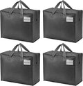 VENO 4 Pack Heavy Duty Moving Bags, Storage Bags, Packing Supplies, Top Zipper, Storage Totes for Camping, Clothes, Bedding, Comforters, Pillows (13 Gallon Dark Gray, 4 Pack)