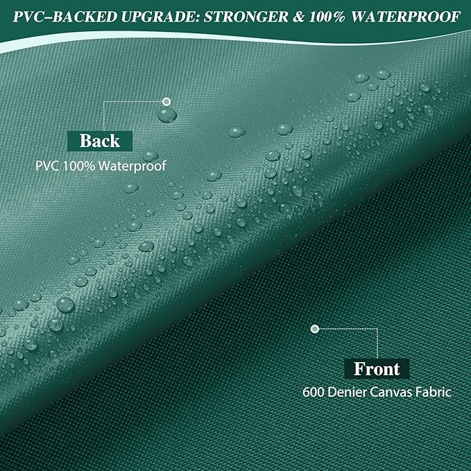 ANMINY 100% Waterproof Outdoor Fabric 3 Yards, 58" W 600D Marine Canvas Fabric with PVC Backing, Ripstop Upholstery Material by The Yard for Furniture Boat Covers Tent Awning, Emerald