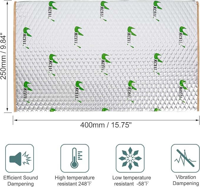 uxcell 17pcs 80mil 18sqft Car Sound Deadener Heat Insulation Mat Butyl Pad Damping Self Adhesive Deadening Material Door Roof Floor Automobile Sound Barrier