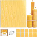 Natural Beeswax Sheets for Candle Making (10-Sheet Pack with Cotton Wicks) Natural Yellow Tone - DIY Beeswax Candle Rolling Kit for Kids & Adults