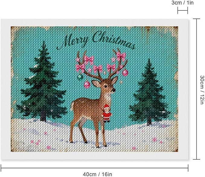 AIVKIEJK Diamond Painting Kits for Adults - Merry Pink Christmas Santa Deer & Tree Painting DIY 5D Full Drill Diamond Dots Paintings with Diamonds Gem Art and Crafts Home Decor 12"x16"