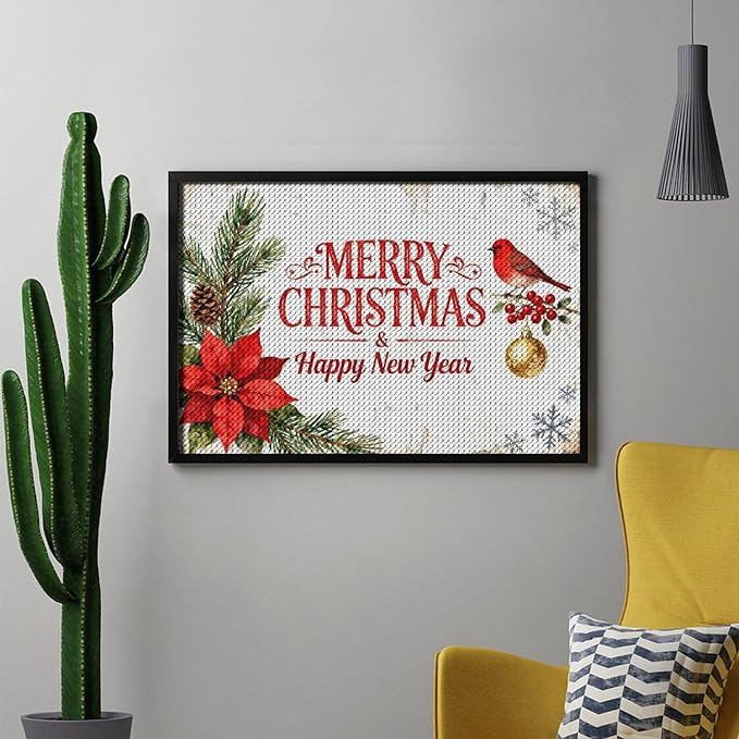 AIVKIEJK Diamond Painting Kits for Adults - Merry Christmas & Happy New Year Painting DIY 5D Full Drill Diamond Dots Paintings with Diamonds Gem Art and Crafts Home Decor 8"x12"