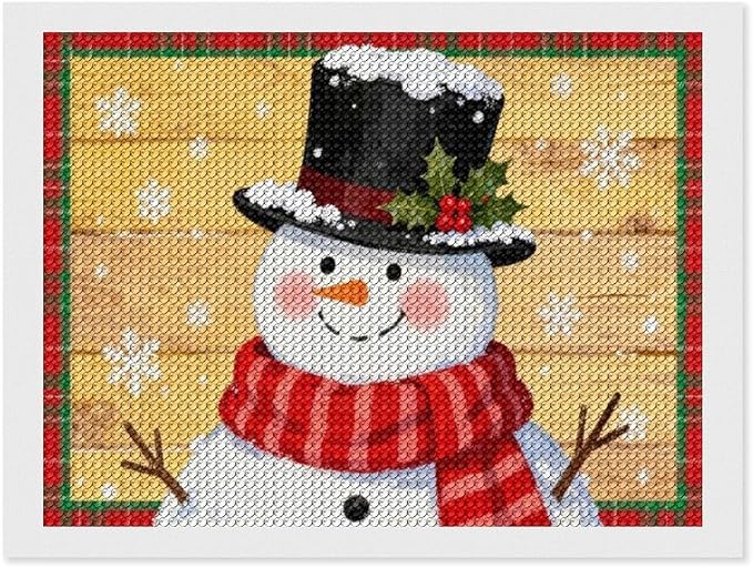 AIVKIEJK Diamond Painting Kits for Adults - Festive Snowman Red Scarf Painting DIY 5D Full Drill Diamond Dots Paintings with Diamonds Gem Art and Crafts Home Decor 12"x16"