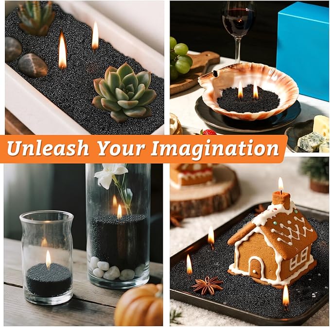 Sukh Candle Sand Wax with Wicks and Wick Tabs- 450g DIY Black Pearled Candle Wax, Refillable Pearled Sand Candles with Wicks, for Making Candles for Halloween, Party