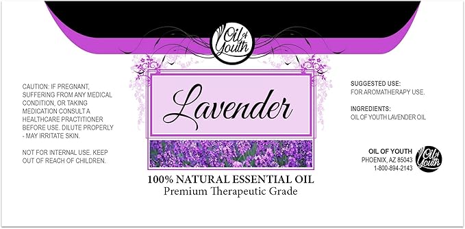 Oil of Youth Lavender Essential Oil for Aromatherapy (8 Fluid Ounces)