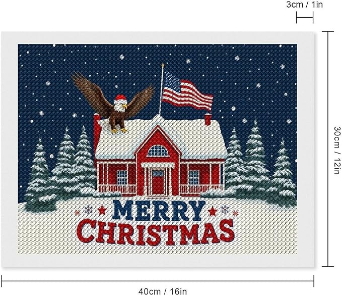 AIVKIEJK Diamond Painting Kits for Adults - American Red House, Snowflakes, Merry Christmas Painting DIY 5D Full Drill Diamond Dots Paintings with Diamonds Gem Art and Crafts Home Decor 12"x16"