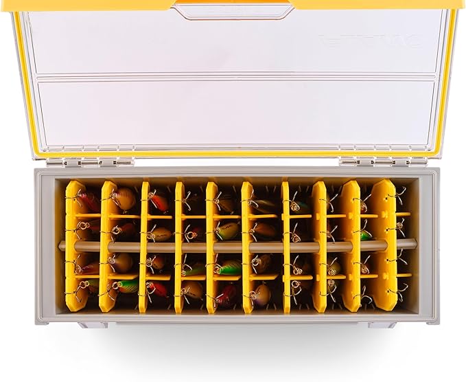 Plano EDGE Short Hang Box, Stores 40 Crankbaits, with Rust-Preventive Rustrictor, Dri-Loc Watertight Seal, WaterWick, DuraView Transparent Lid, Stackable Storage for Fishing Organization