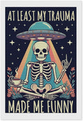 KIVJMSIDJA Skull Skeleton “At Least My Trauma Made Me Funny” Diamond Painting Kits for Adults,Diamond Art Kits for Beginners 5D Round Diamond 8"x12"