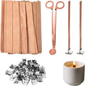 200 Pcs Wood Wicks for Candles Making, DIY Candle Wicks for Candle Making with Wick Trimmer, Replace Wooden Chip Lighter Wicks Holders, Natural Himemade Kit Functional Smokeless Long Lasting Flame