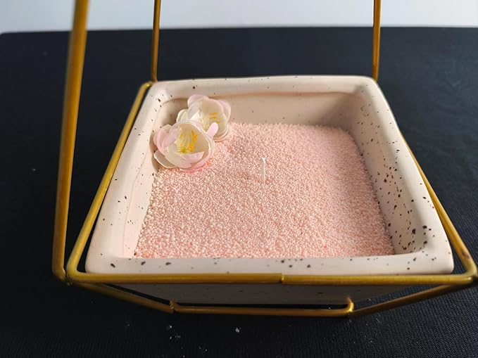 DRMAISON Pearled Candle Wax Sand DIY Kit - 35.3 oz, Cream Pink, Non-Toxic&Smoke-Free, Refillable with 60 Wicks, Long-Lasting Flame, Highly Customizable for Wedding, Party&Holiday Decor