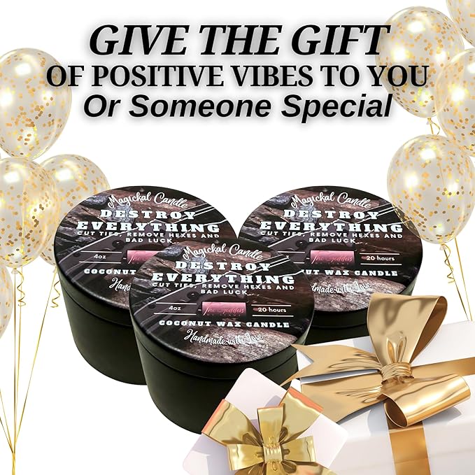 Destroy Everything Spiritual Candle to Cut Ties, Remove hexes and Bad luck | Energy cleansing | Soy Candles Non Toxic | Sage Candle | Cleanse Your Home & Calm, Soothe, Restore Body & Mind (Set Of 3)