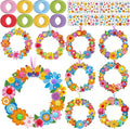 Hollowfly 48 Sets Spring Wreath Craft Kits DIY Flower Hanging Ornaments Make Your Own Paper Craft with Stickers for Home Spring Party Mother's Day Activities