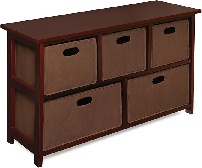 Badger Basket Five Drawer Nursery Storage Organizer with Fabric Baskets - Fabric/Cherry
