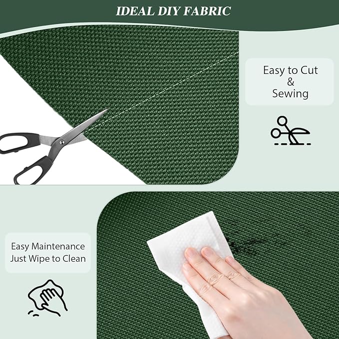 ANMINY 100% Waterproof Outdoor Fabric 3 Yards, 58" W 600D Marine Canvas Fabric with PVC Backing, Ripstop Upholstery Material by The Yard for Furniture Boat Covers Tent Awning, Green