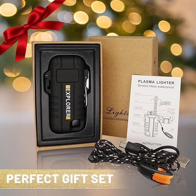 Lafagiet USB C Rechargeable Lighter, 360° Flexible Neck, Wind & Water Proof, Electric Arc Lighters for Candle, Camping