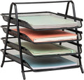 Mind Reader 4-Tier Paper Tray, Desktop Organizer, File Storage, Workspace, Office, Metal Mesh, 12"L x 13.75"W x 12.5"H, Black