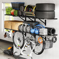 FLEXIMOUNTS 2-Pack 2x6ft Heavy Duty Garage Wall Shelving, 1200lbs Capacity, Garage Shelving Wall Mounted with 8 Hooks, Storage for Power Tools, Garden Supplies, Storage Bins, Lite Series