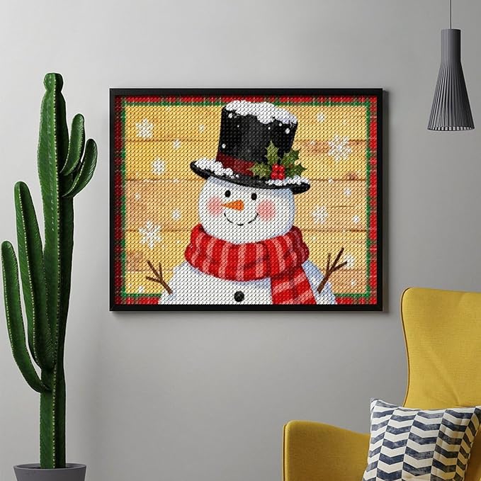 AIVKIEJK Diamond Painting Kits for Adults - Festive Snowman Red Scarf Painting DIY 5D Full Drill Diamond Dots Paintings with Diamonds Gem Art and Crafts Home Decor 16"x20"