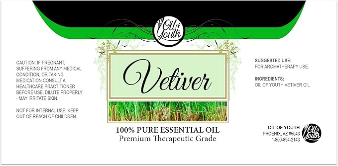 Oil of Youth - Vetiver Essential Oil (16oz Bulk) Pure Therapeutic Grade Essential Oil for Aromatherapy, Diffuser, Calming, Sleep