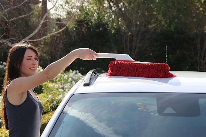 California Car Duster Plastic Handle Duster with Red Cotton Mop 73554 Quickly and Safely Removes Light Daily Dust