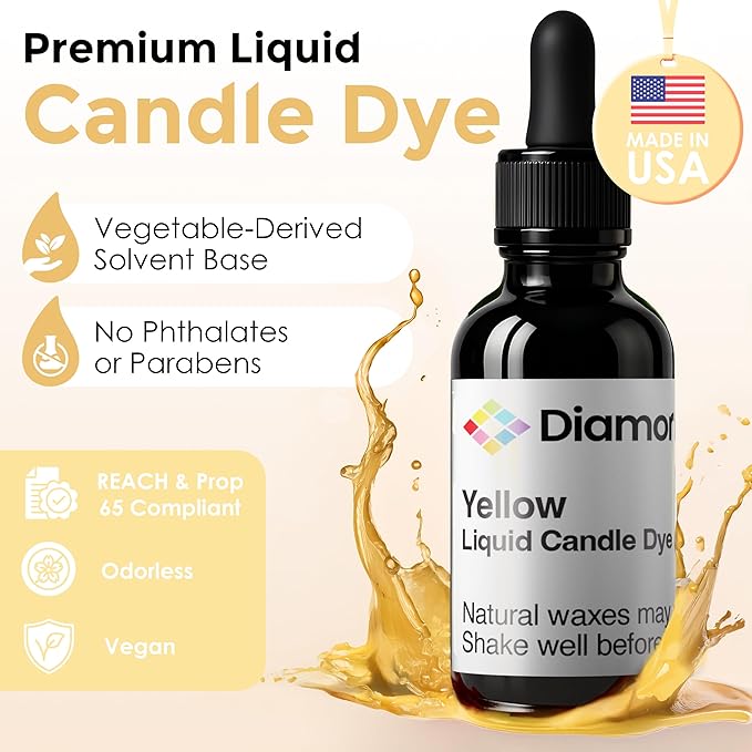 Ivory Liquid Candle Dye (.25 oz) - Made in the USA - Safe and Easy to Use - Pure and Simple Ingredients - Candle Making Supplies for Soy, Paraffin, Palm or Gel Wax - 10 Vibrant Colors to Choose from