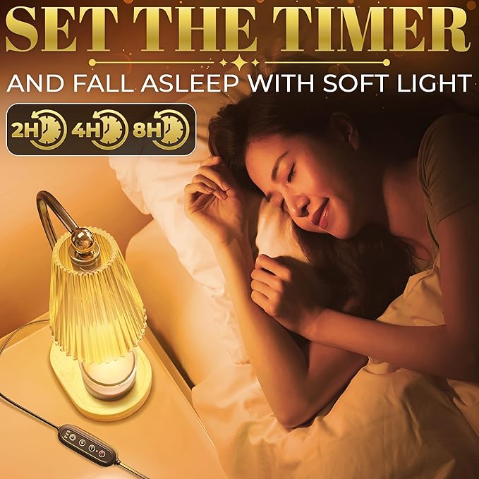 Adjustable Candle Lamp Warmer with Timer & Dimmer – Brightness Flameless Lamp Candle Warmer for Jar Candles – Elegant Housewarming Gifts for Women, Mothers Day Gifts for Mom, and Presents for New Home