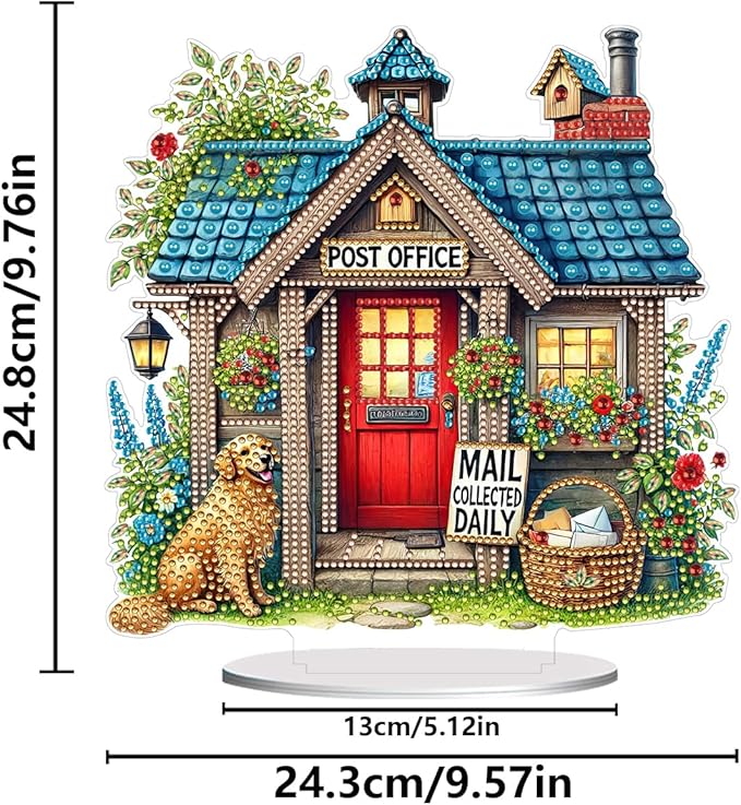 ARTopet DIY Diamond Desktop Ornament PET Irregular Shape Special Shaped Crystal Double Sided Pattern Single Sided Diamond Art Painting Tabletop Home Ornaments Decor (House)