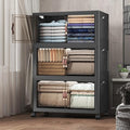 Extra Large Stackable Storage Bins with Lids & Wheels, Foldable Collapsible Closet Organizers Dark Storage Cabinet with Doors for Bedroom Dorm