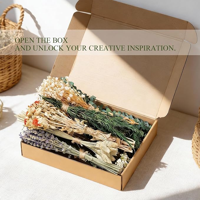 12 Kinds of Handmade Dried Flowers, Natural Pampas Grass, Eucalyptus, Rabbit Tail Grass, Lavender, Romantic Wedding Decoration, Home Decoration（Green Series）