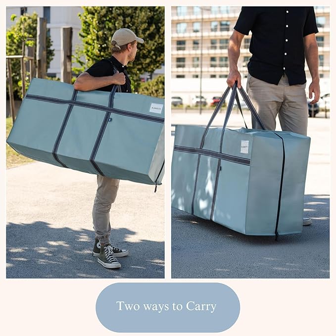 VENO 2 Pack Extra Large Moving Bags, Heavy Duty Storage, Moving Boxes, Large Storage Bins with Lids Alternative for College, Christmas Tree, Packing Supplies Essentials (Light Blue Matte, 2 Pack)