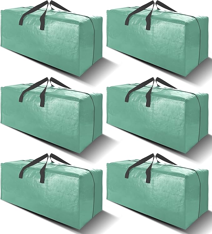VELVETSURE 6 Pack Heavy Duty Large Moving Bags W/Backpack Straps - Strong Handles & Zippers, Storage Totes For Space Saving, Fold Flat, Alternative to Moving Box and Storage Bin, Teal
