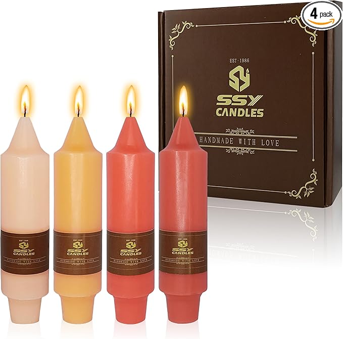 4 PCS Gradient Colored Taper Candlesticks Orange Taper Candle for Halloween Thanksgiving Day Dinner Household Décor Candlesticks