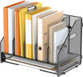 Desk File Folder Holder Organizer-5 Vertical Compartments Racks and Paper Letter Tray,Mesh Magazine File Holder Sorter,Desktop Accessories & Workspace Organizers for Home,Office,School-Black