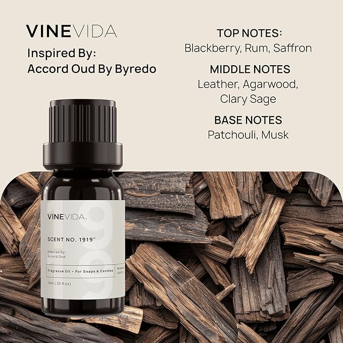 VINEVIDA [0.33 Oz] Inspired by: Accord Oud; Fragrance Oil for Candle Making and Soap Making - Premium Candle Scents for Soy Candles