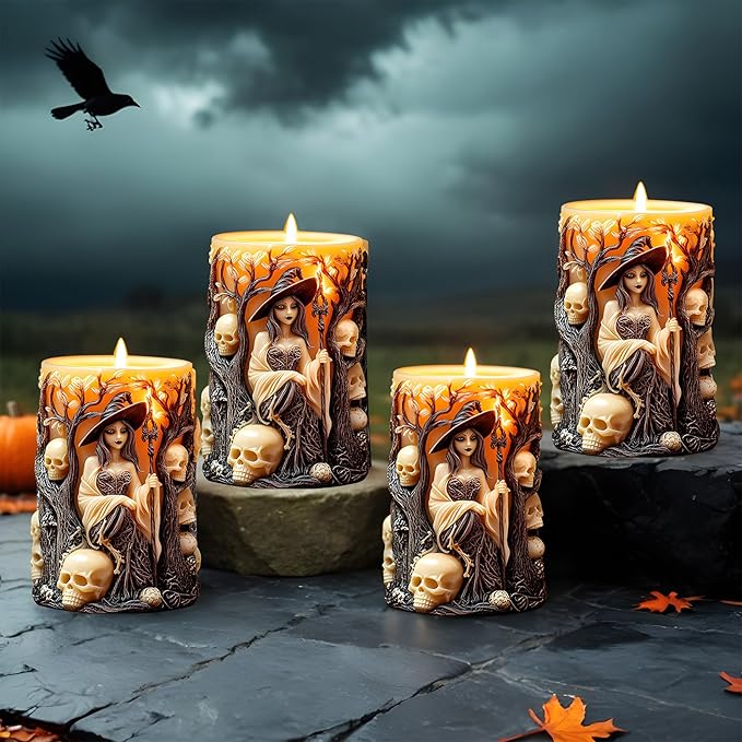 Witch Candle Silicone Molds Resin Casting Mould for for DIY Halloween Candles Polymer Clay Crafting, Home Décor, and Gifts