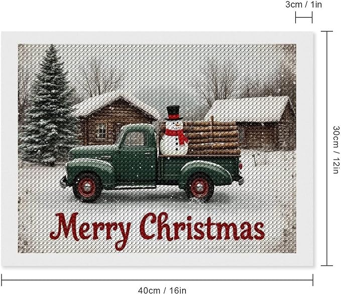 AIVKIEJK Diamond Painting Kits for Adults - Christmas Truck with Snowman & Cabin Winter Painting DIY 5D Full Drill Diamond Dots Paintings with Diamonds Gem Art and Crafts Home Decor 12"x16"