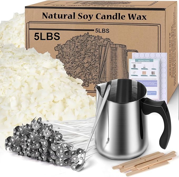 Haccah Complete Candle Making Kit with Wax Melter,Candle Making Supplies,DIY Arts&Crafts Kits Gift for Kids,Beginners,Adults,Including Soy Wax, Electronic Stove,Wicks,Rich Scents, Etc.